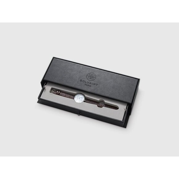 Bolvaint Paris Luxury Women's‎ Watch Silver Face Brown Leather Strap Geometric - Picture 5 of 9